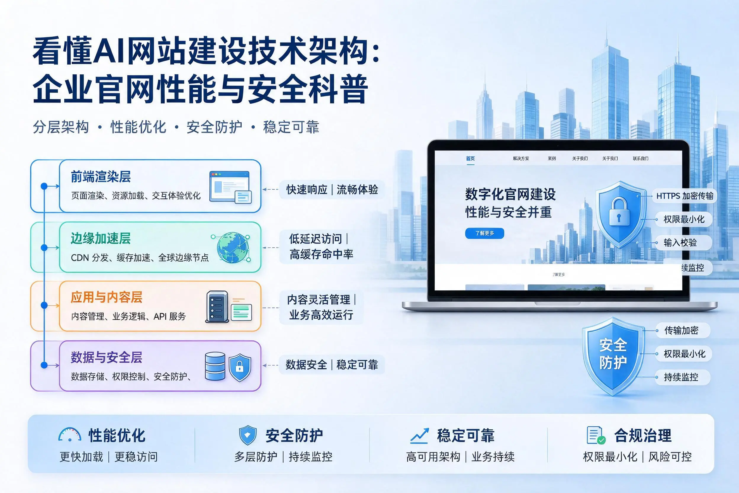 看懂AI网站建设技术架构：益阳企业官网性能与安全科普