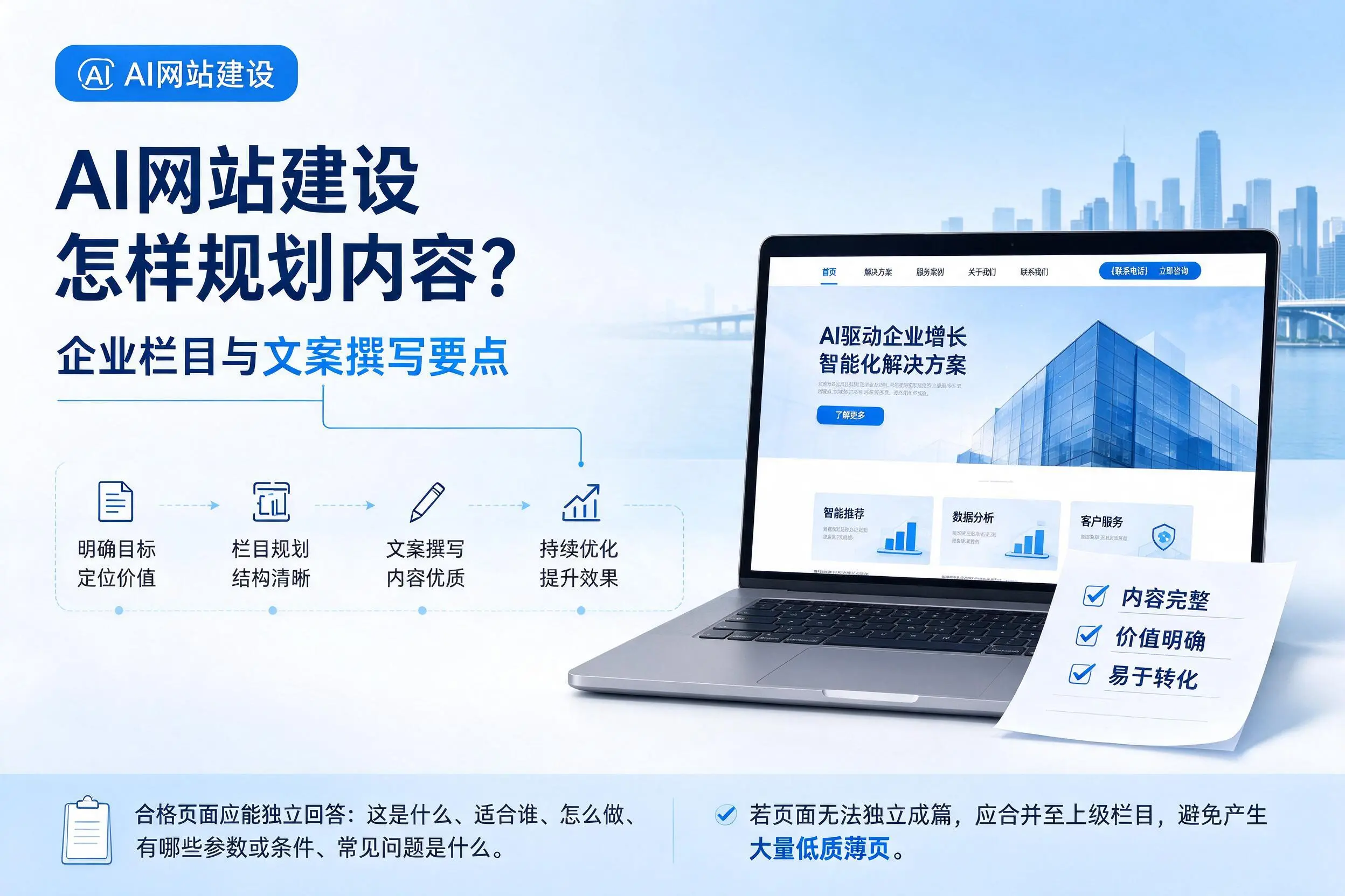AI网站建设怎样规划内容?益阳企业栏目与文案撰写要点